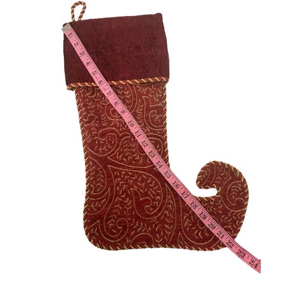 Christmas Holiday Victorian Style Red Gold Textured Rope Trim Stocking Large - Picture 6 of 9